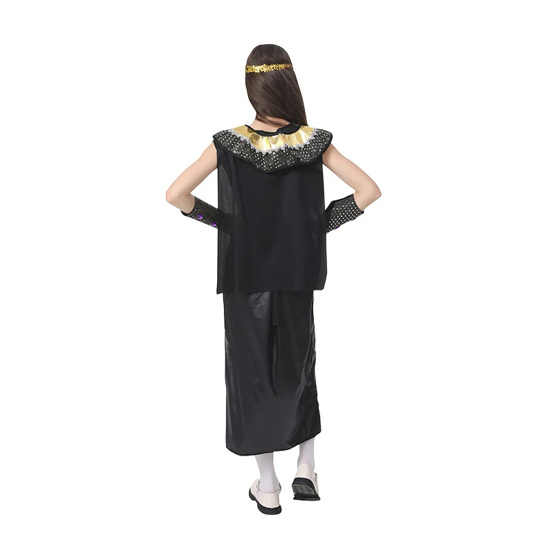 زي الأميرة المصرية كليوباترا للفتيات من عمر 6 إلى 12 سنة للأطفال فستان طويل من الذهب الأسود Umorden