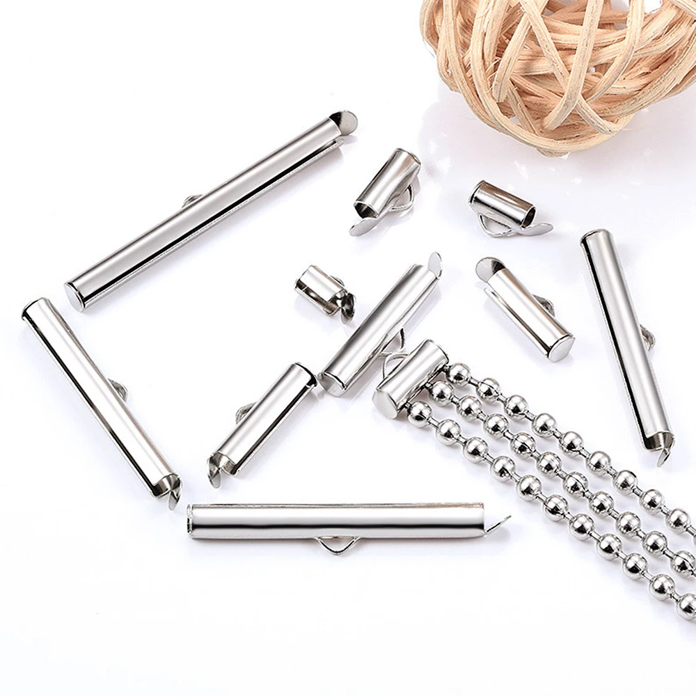 

20Pcs Stainless Steel Long Tail Clip Bead Chain Sleeve Bead Chain End Buckle DIY Tassel Earrings Necklace Connection Accessories