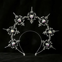 Gothic Lolita Black Rose Devil Feather Wings Goddess Sun Halo Crown Headband Gorgeous Vintage Mary Baroque Tiara Headwear