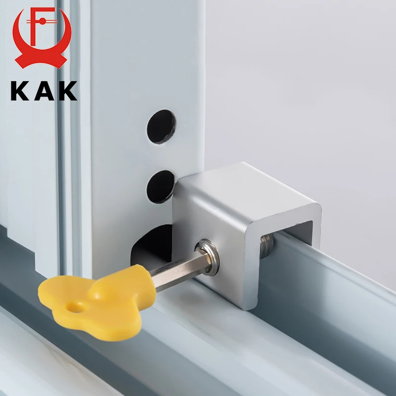 KAK Adjustable Window Lock Stopper Safety Locks for Kids and Pets Anti-theft Door Lock Non Punch Sliding Window Lock Hardware