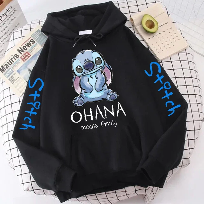 Korean Hoodie Luxury Brand MINISO Disney Starling Pattern Sweatshirt Winter Accessories Women's Warm Thick Basic Pullover Hoodie