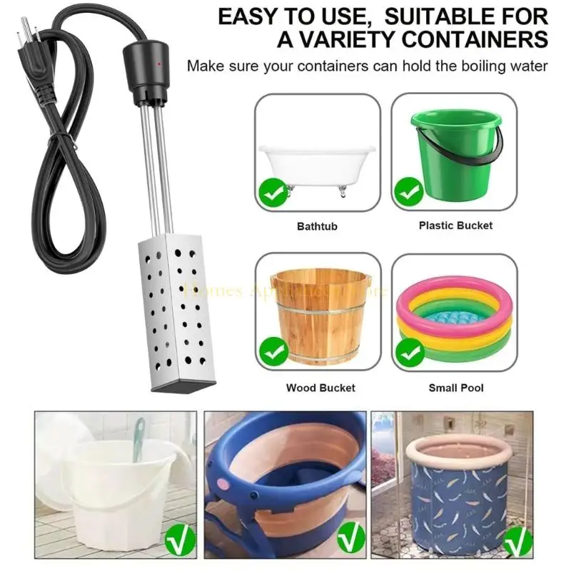 D0ab immersioni scaldacqua da 2500 w Timer regolabile in acciaio inossidabile arresto automatico perfetto per pulizia dei