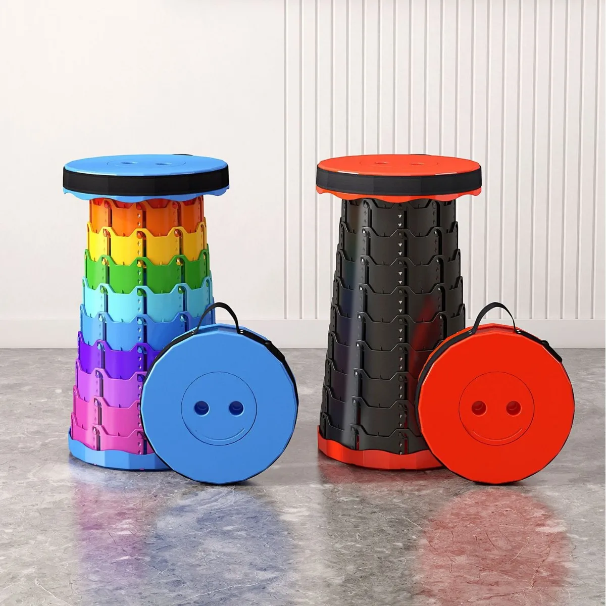 

Folding Rainbow Stool Portable Adjustable Height Compact PP Material Lightweight Outdoor Camping Chair for Hiking Beach Picnic