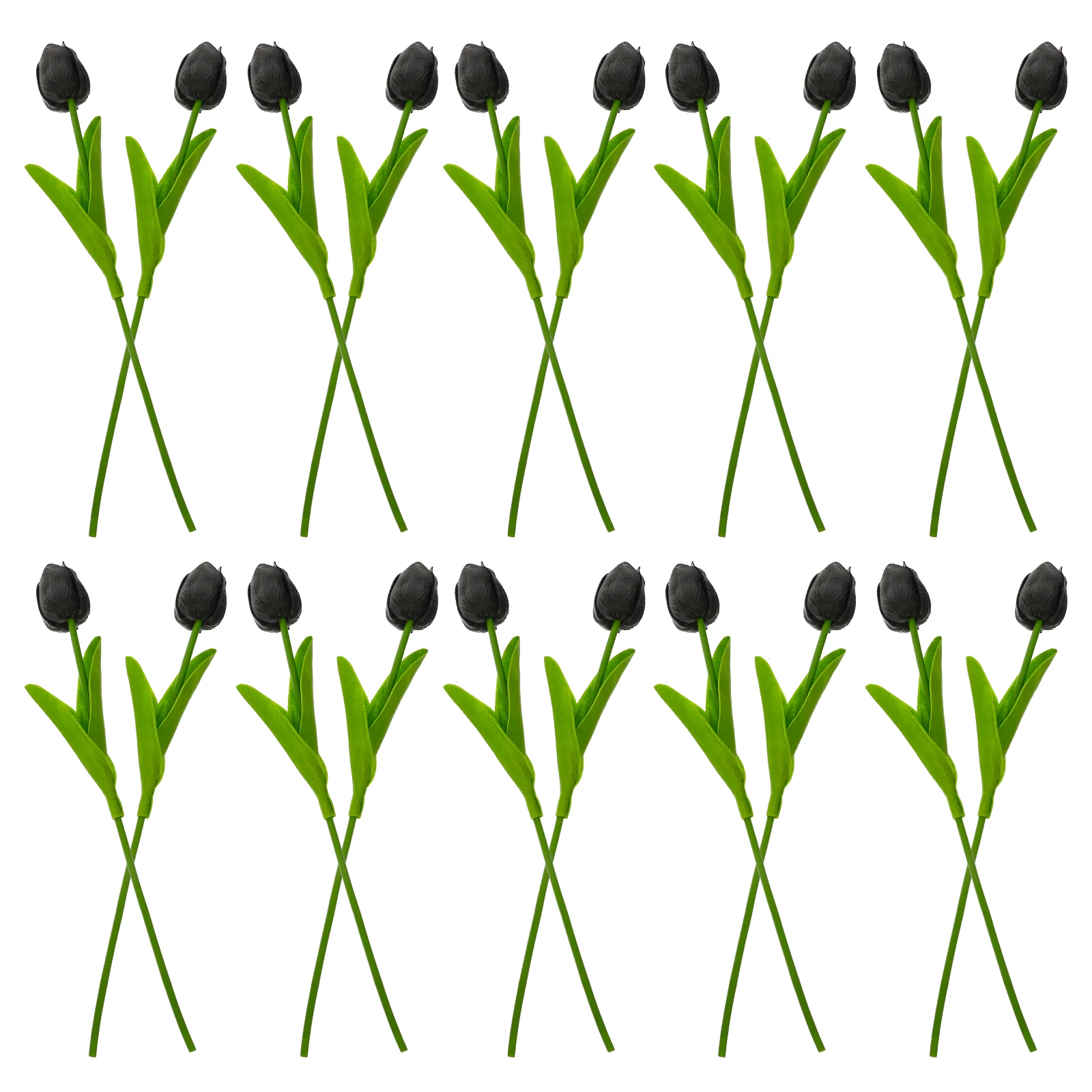 

20 Pcs Artificial Tulips Black Faux Flowers for Decor Home Bedroom Living Room Wedding Craft Lifelike Ornament