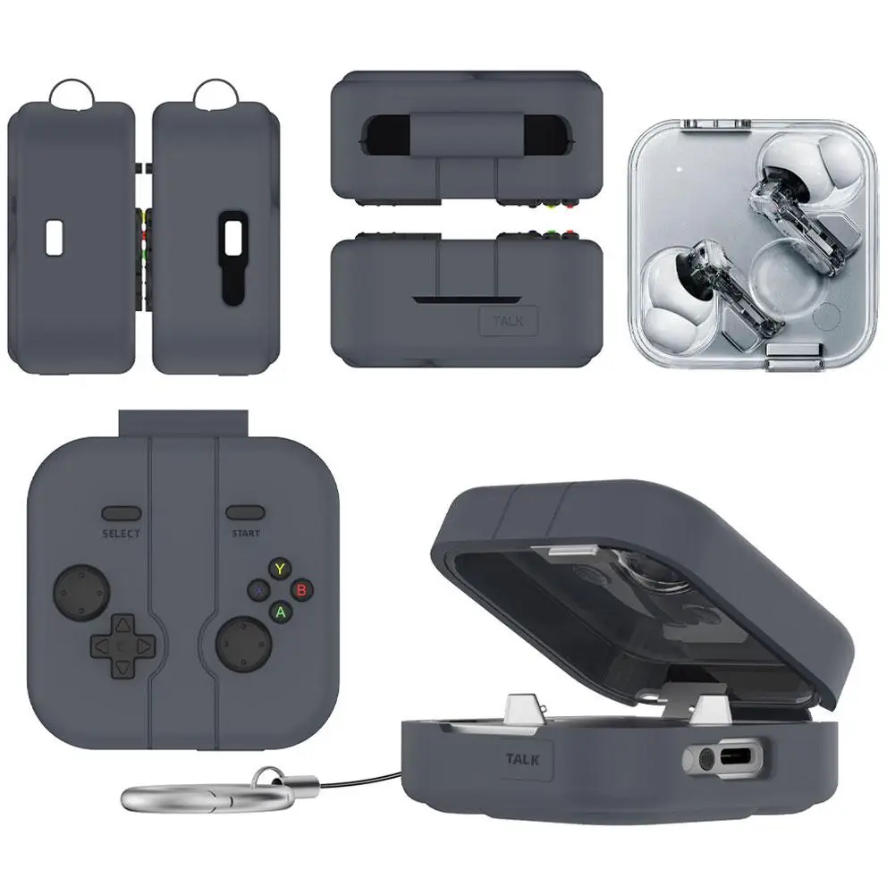 

Защитный чехол для наушников Nothing Ear 3, черный силиконовый чехол в мультяшном стиле, антивибрационный ремешок, брелок