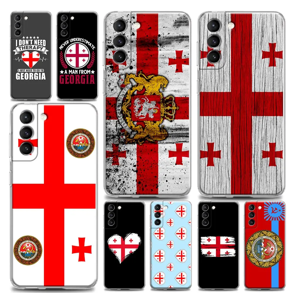 Coat Arms Georgia SSR Clear Samsung S24 Ultra Case For Galaxy S21 S20 FE S22 Ultra S23 S24 Plus Cases Soft Cover Flag of Georgia