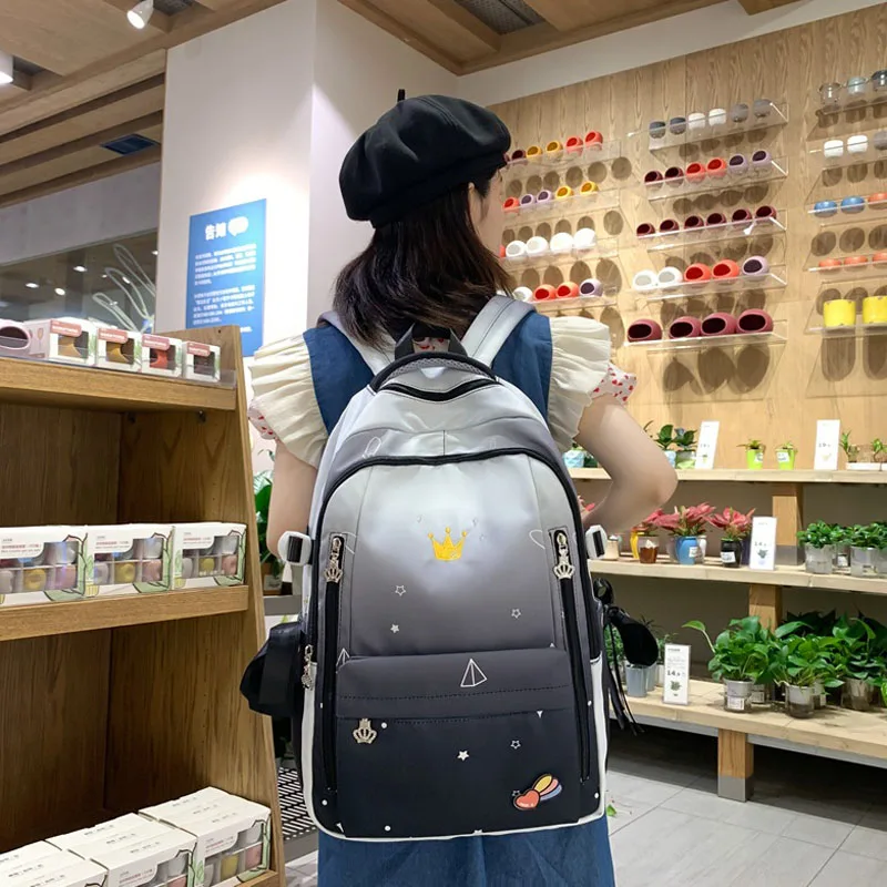 korean school backpack large capacity  High School Girls Backpack For Teenage Girls Multi Pockets New Kawaii Backpack