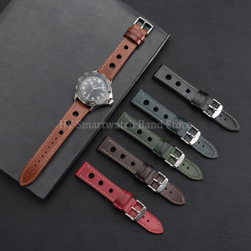 Cowhide Watch Strap 20mm 22mm for Rolex for Casio for Panerai Men Universal Wrist Band Waterproof Breathable Bracelet Accessory