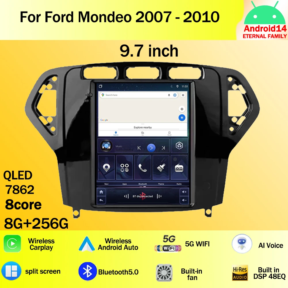 

9.7 inch Screen For Ford Mondeo 2007 - 2010 Android 14 Car Radio Multimedia Video Player navigation GPS stereo Wireless Android