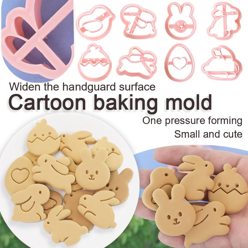 DIY Cartoon Rabbit Chick Easter Egg Pattern Cookie Cutting Tool Cute Animal Biscuit 3D Sugar Flip Press Embossed Baking Mold