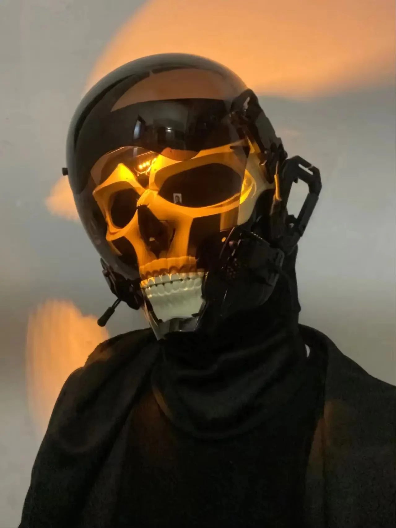 Masque squelette Cyber Punk, Cosplay, tête fantôme d'horreur, Costumes de crâne, casque de soldat Mech, accessoires de fête de carnaval, masque d'halloween, cadeau