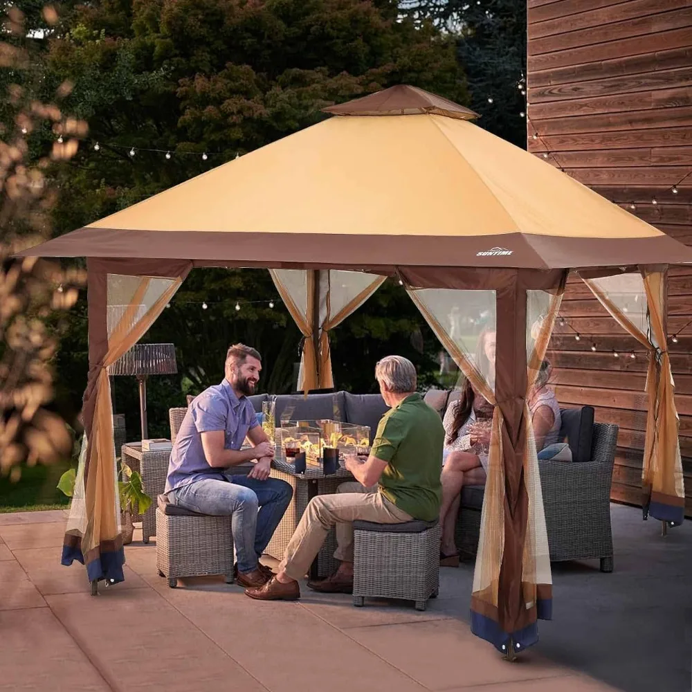 

Instant Pop Up Patio Gazebo with Full Netting for Family Parties and Outdoor Activities(Netting Sidewalls)