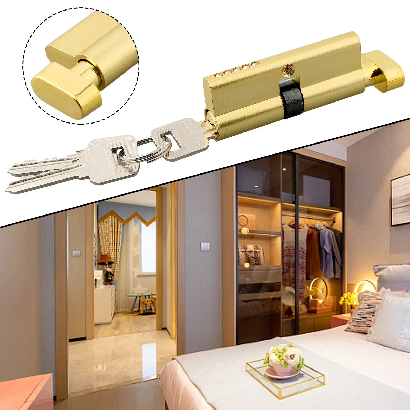 Door Lock Lock Cylinder Wooden Door Handle Multi-way Lock Principle Alloy+Iron Anti-theft Cylinder With 3 Keys