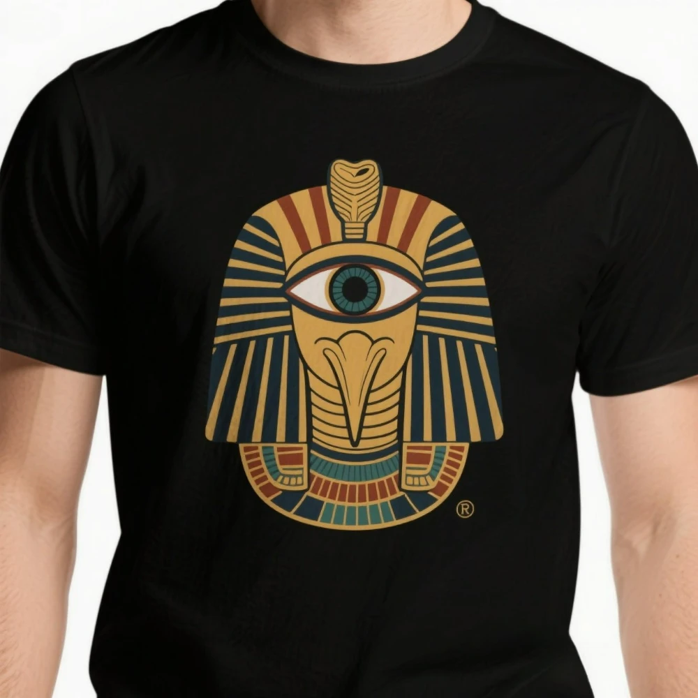 

Egyptian Archaeological Eye Eagle T-shirt with 100% cotton collar round summer short sleeve casual men's T-shirt size S-3XL