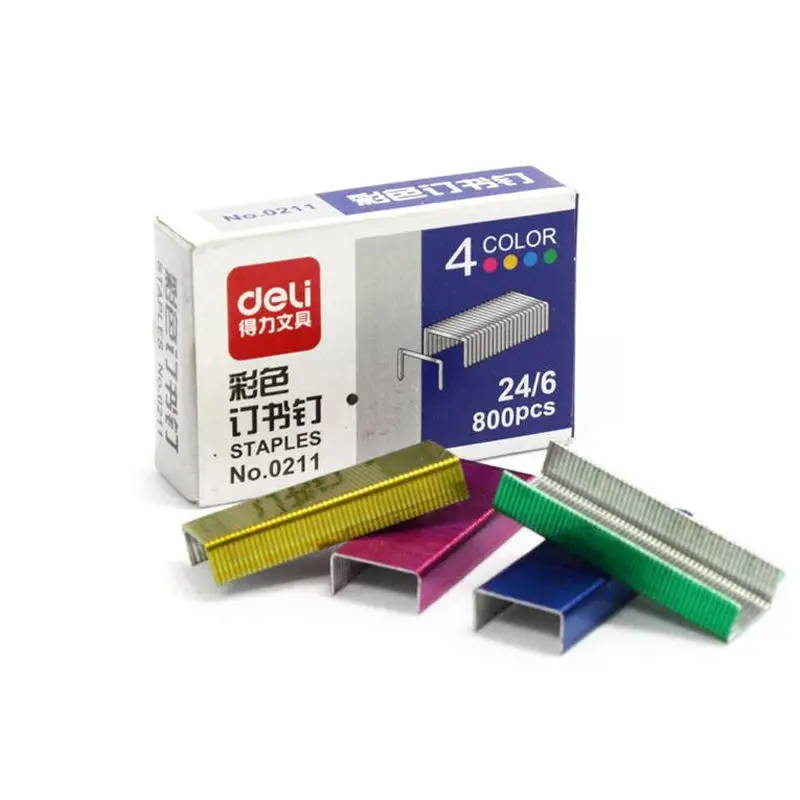 

1 Box for 800pcs Colored Staples Stainless Steel No.24 Staples Office Binding Supplies School Stationery 24/6 Cucitrice