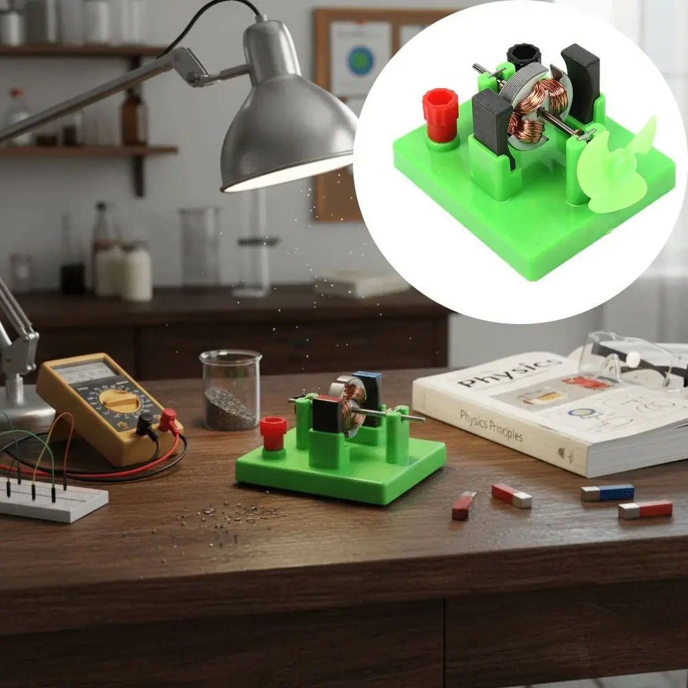 

DIY Model DC Electrical Motor Model Green Color ABS+Metal Construction Physics Experiment Aids Electricity Experiment
