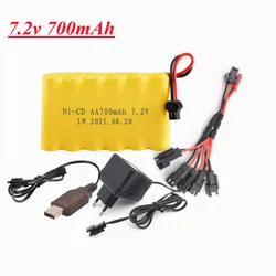 7.2V 700mah Ni-CD Battery +Charger For Rc toys Car Boat Gun Tank Train spare parts AA 7.2 V RC Battery Pack