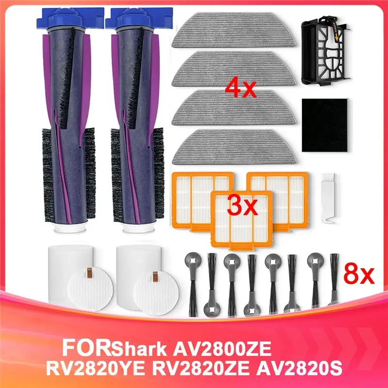 

Запасные части ABSJ для Shark AV2800ZE RV2820YE RV2820ZE AV2820S: комплект аксессуаров с основной щеткой, насадками для влажной уборки, фильтром и боковыми щетками.