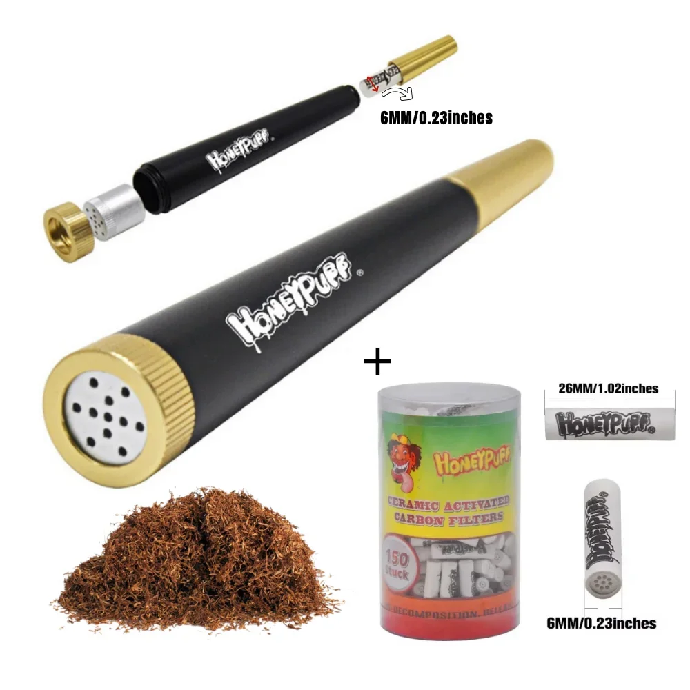 

2in1 Smoking Kit Metal Dry Burning Herb Grass Pipe 6mm Activated Carbon Filter Smoke Removable Cleaning Tobacco Shop Accessories