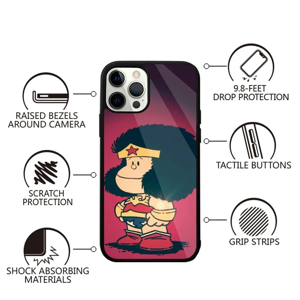 Cartoon M-Mafaldas Phone Case For iPhone 15,14,13,12,11,Plus,Pro,Max Mini Magsafe Magnetic Wireless Charging