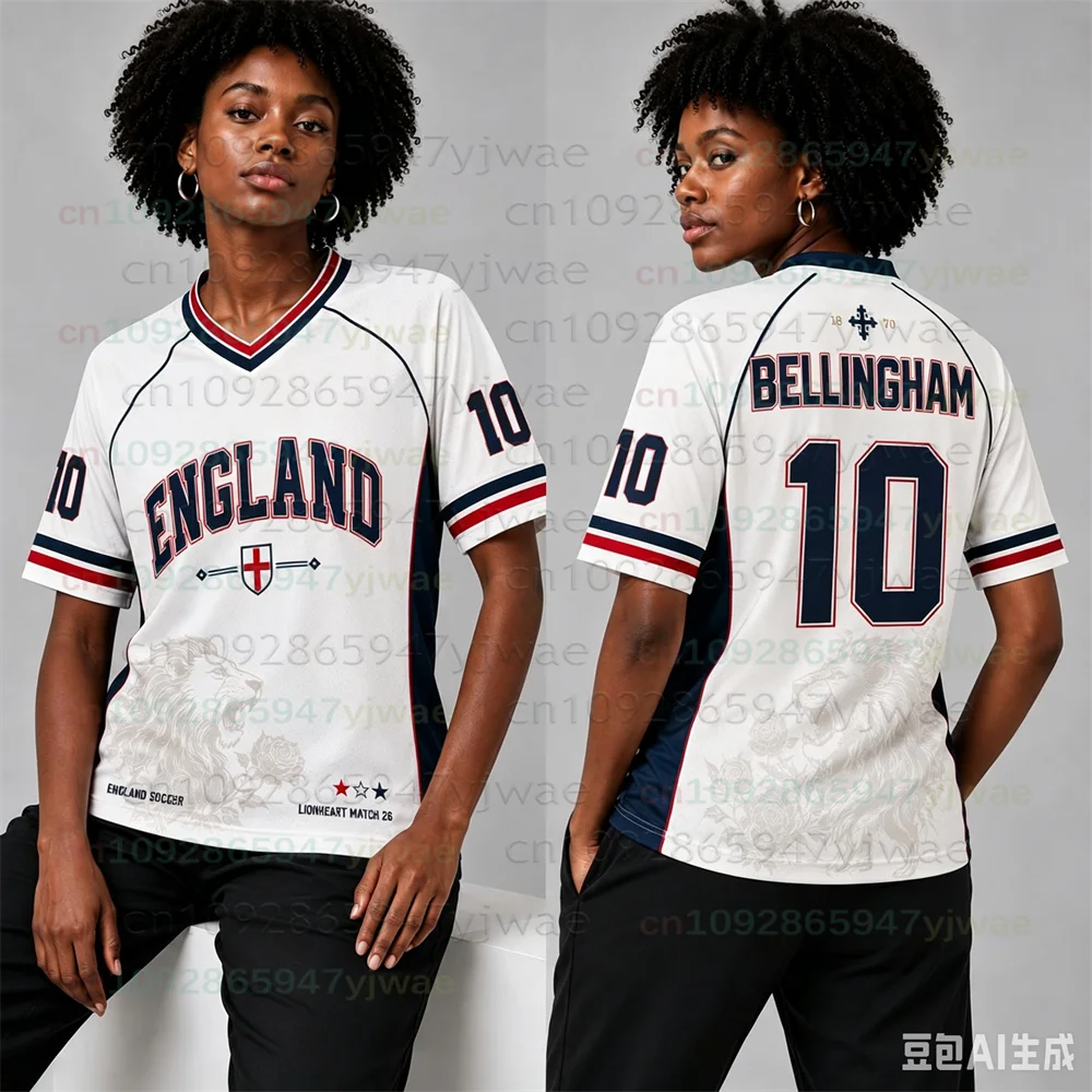 2026 Heißeste Britische Drei-Löwen-Fußballtrikots Bellingham/Kane/Rice/Saka Nr.10/9/7/4 Sonderedition Fußball-T-Shirt für Erwachsene/Kinder – Detail 6