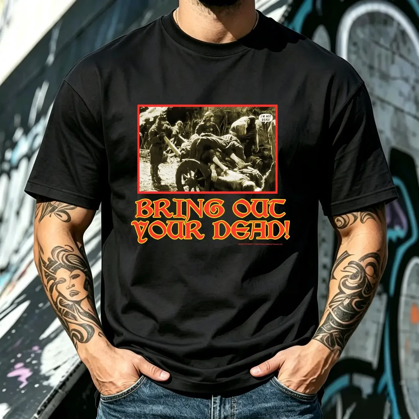 washed T Shirt Vtg 2000 Monty Python Mens Sz Large Bring Out Your Dead Y2K Movie Promo long or short sleeves vintage Washed