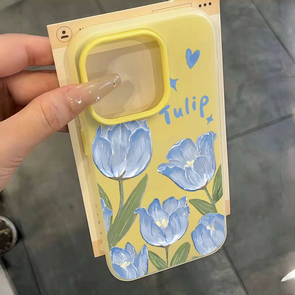 Für Samsung Galaxy S21 S26 S25 S24 S23 S22 Ultra Plus FE Hülle Blaue Tulpenblumen-Cover Für A37 A36 A54 A55 A56 Staubdichte Schutzhülle – Detail 8