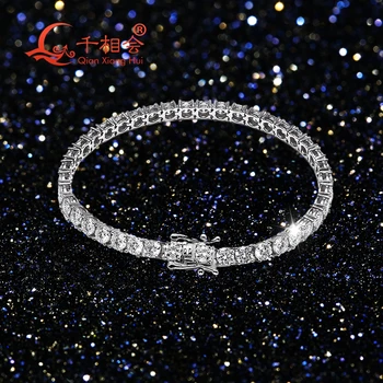 럭셔리 테니스 팔찌, S925 스털링 실버 D vvs 화이트 모이사나이트 쥬얼리, 남녀공용 선물, GRA 선물 파티, 3mm, 4mm, 5mm, 6.5mm 