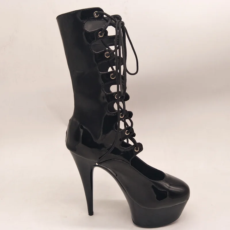 LAIJIANJINXIA New 15CM/6inches PU Upper Sexy Exotic High Heel Platform Party Women Boots Pole Dance Shoes C032