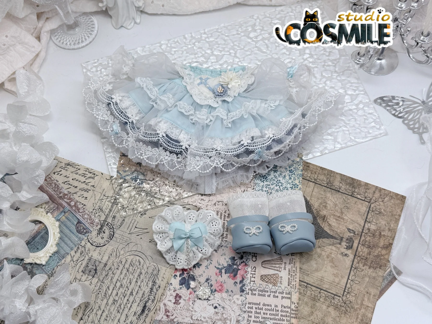 케이팝 스타 아이돌 소녀 로리타 아쿠아 블루 프린세스 드레스 스커트 패션 드레스 지라이 케이 30cm 플러시 인형 액세서리 인형 옷 KN