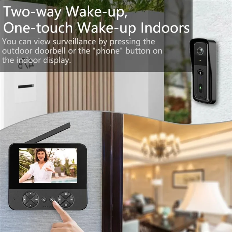 Wireless Doorbell Camera HD Night Vision 4.3in LPS Screen 2-way Intercom Video Door Bell Waterproof Home Automation Doorbell