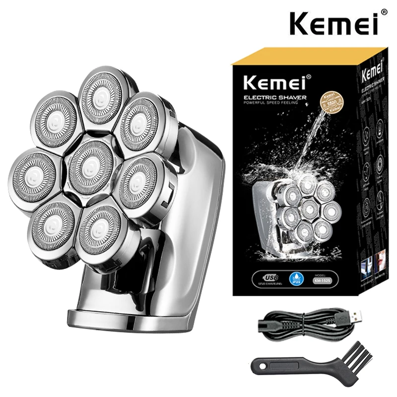 

Original Kemei 8 Heads Shaver For Men Waterproof Electric Shaver Beard Electric Razor Bald Head Shaving Machine Rechargeable