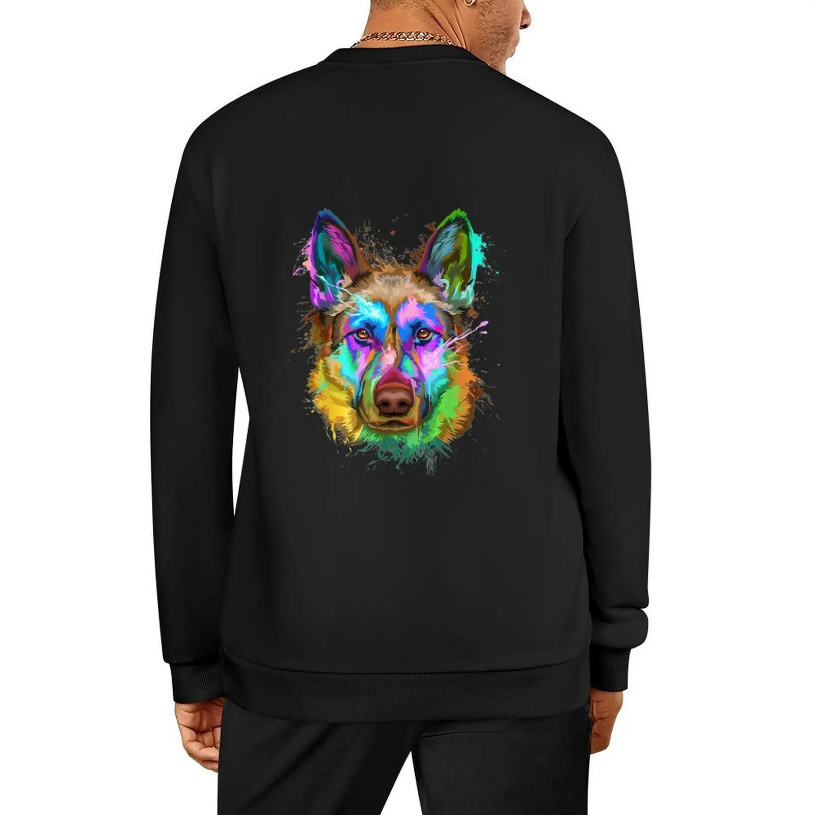 

Splash Art German shepherd Shepherd Lovers Pullover winter clothes fashion men oversize sweatshirt