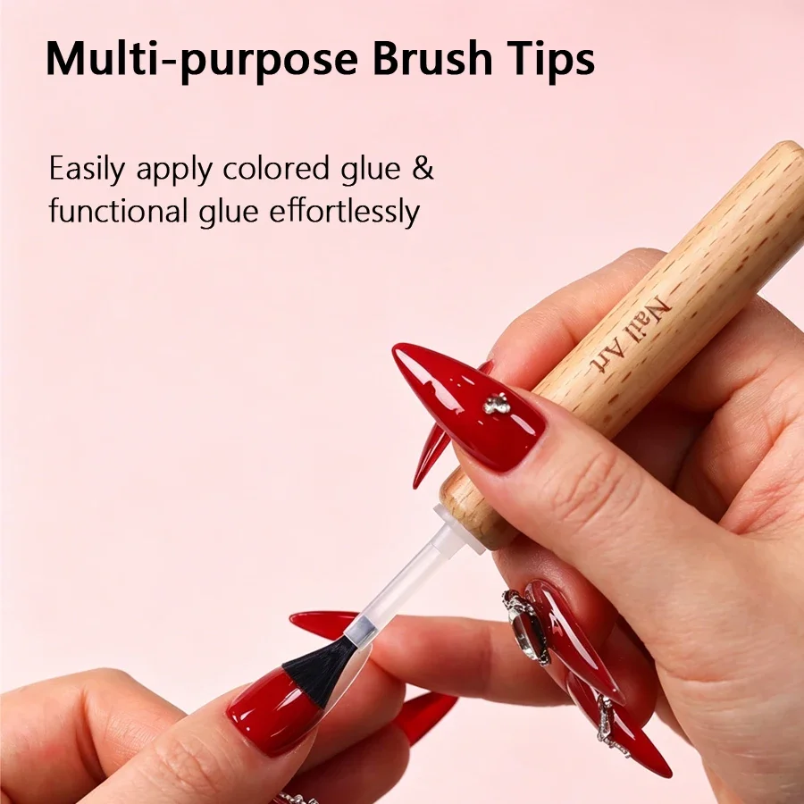 10/50Pcs Replaceable Nail Art Brush Heads with Detachable Handle, Nail Polish Brush Applicator Nail Manicure Tools
