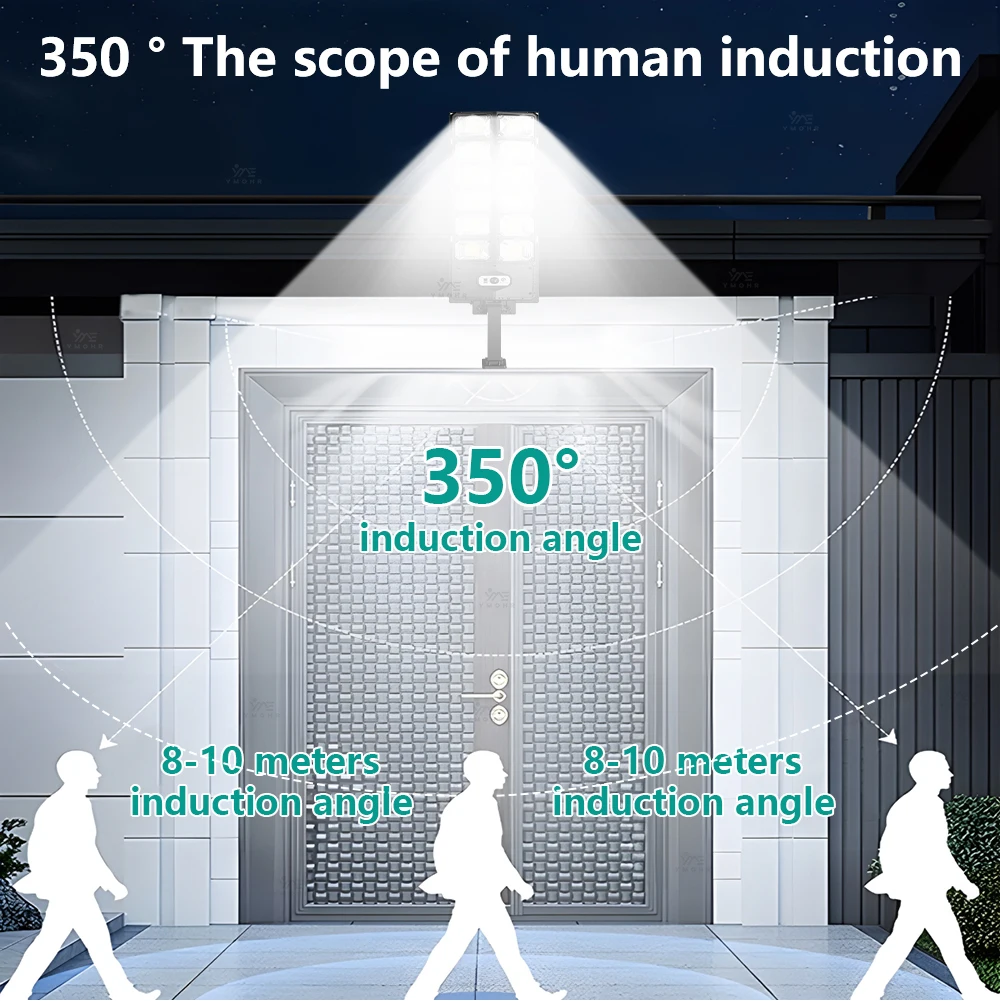 Motion Sensor Solar LED Outdoor Light 180°Rotating Garage Lamp Polycrystalline Silicon Charging Lights Courtyard Decoration Lamp