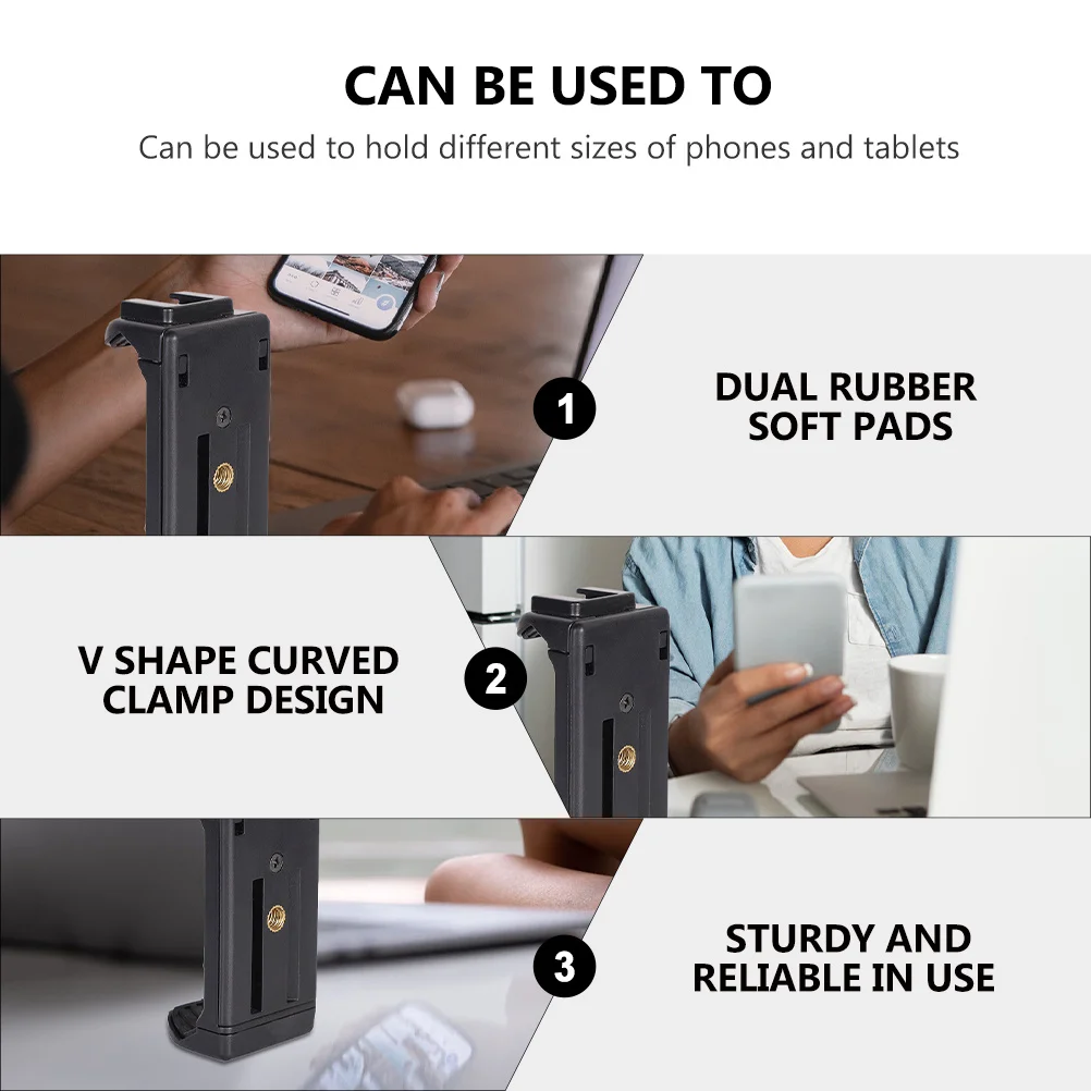 

Gimbal Tripod Phone Holder Telescopic Adjustable Clamp V Shape Dual Rubber Pads Anti Slip 1 4 Inch Screw Hole Phone Clip