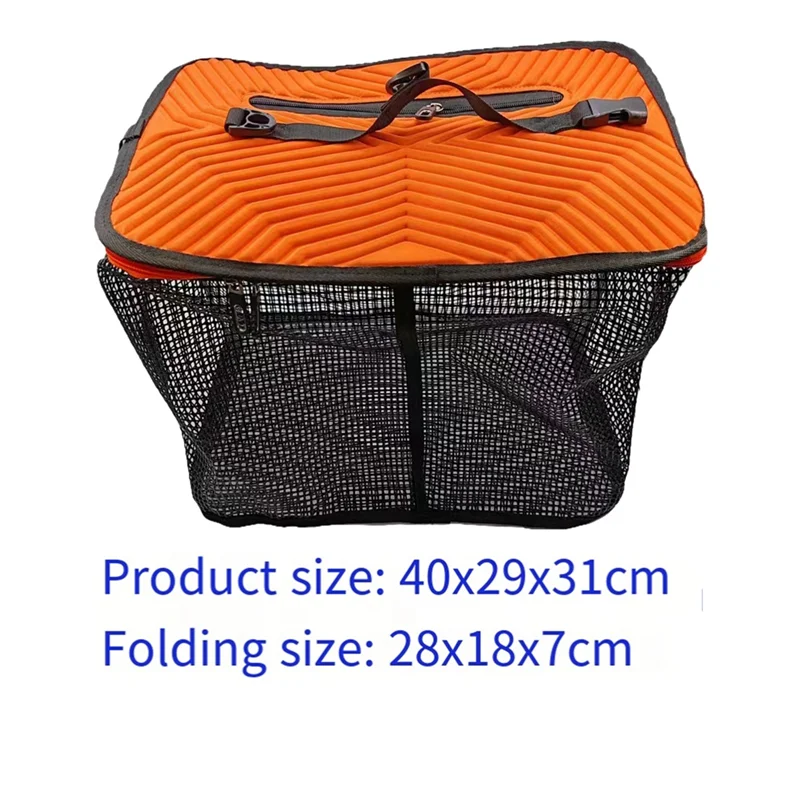

Foldable Floating Wire Fish Basket Foldable Fish Cage Hanging Mesh Fish Protector Fishing Gear Durable Easy To Use-B60B