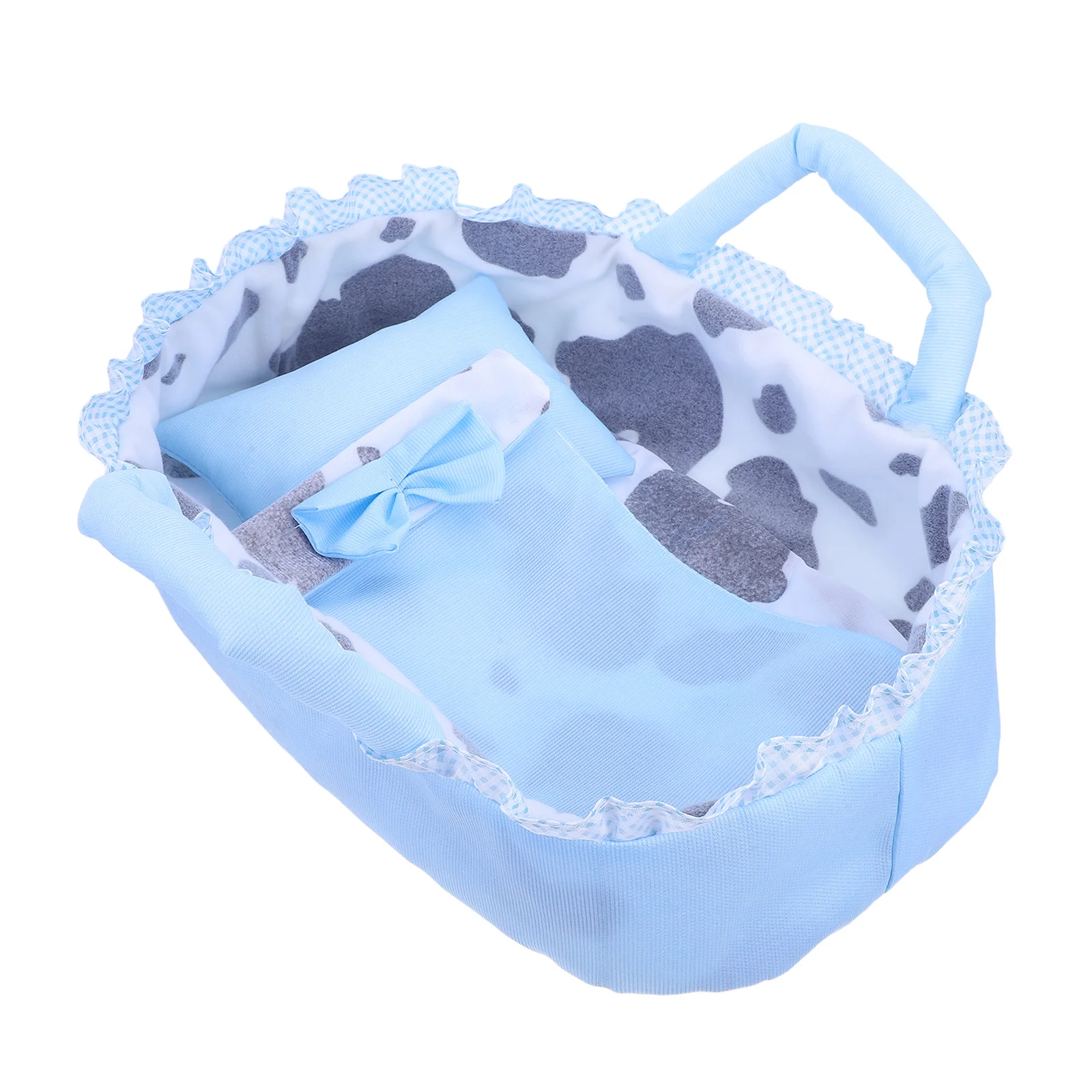 

Baby Bassinet for 35Cm Reborn Cradle Miniature Handheld Carrier Pillow Blanket Dollhouse Furniture Scene DIY Pretend Parenting
