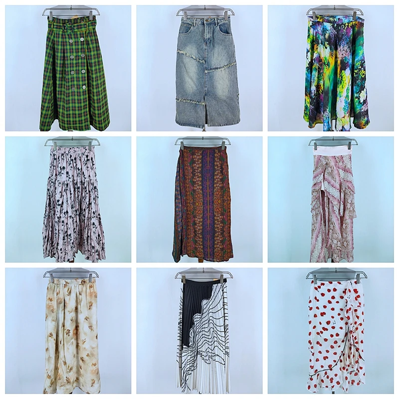 

Ele Vintage f-length Draped Skirt Unique Sli Wrinkled Floor-length Women's Faion Spring Autumn Seasonal Wear
