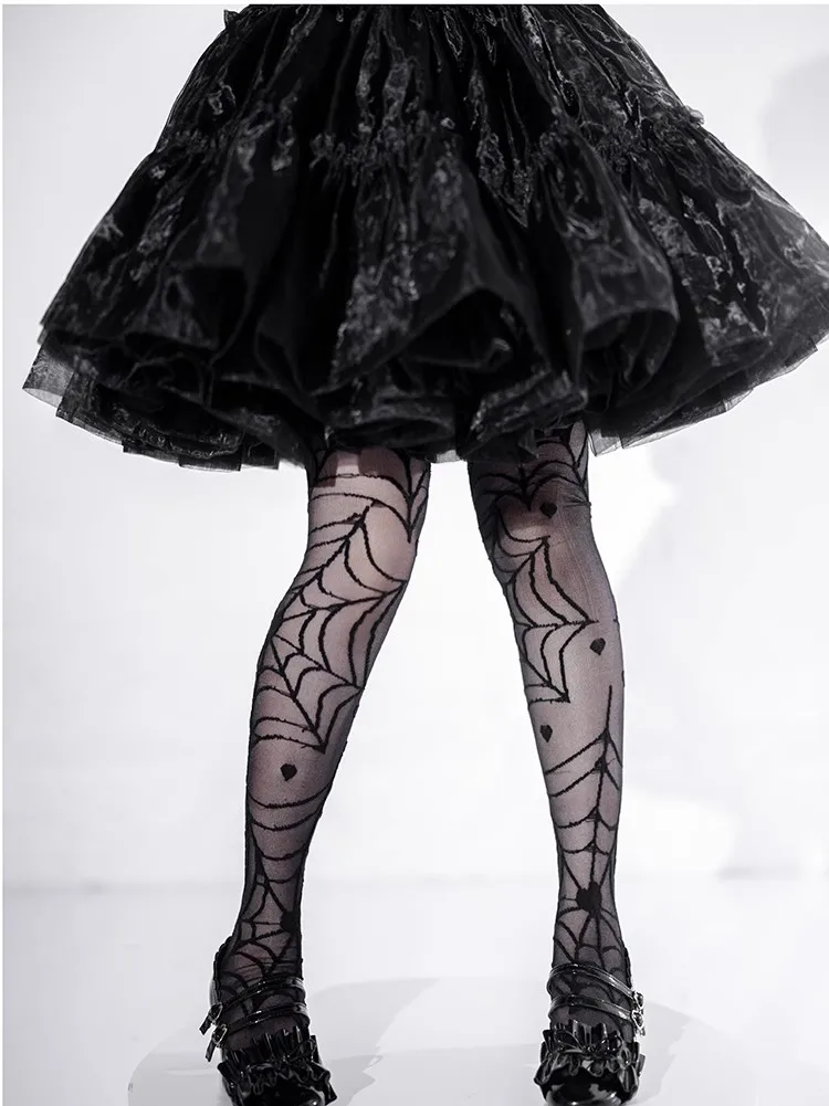 Japanese New Dark Gothic Style Women's Summer Mid-Calf Ultra-Thin Over-Knee Socks Women's Lolita Japanese Lace Socks