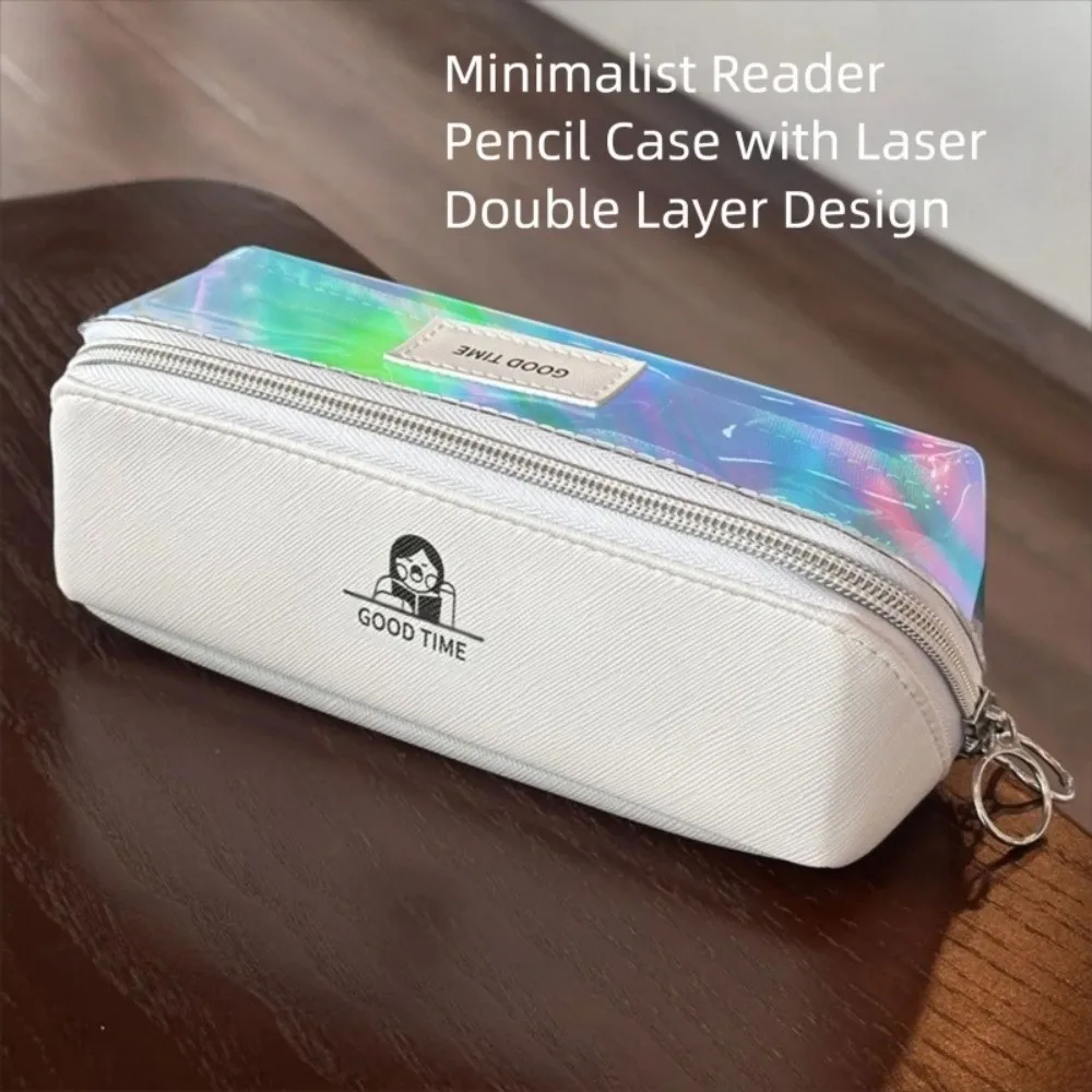 New Double Layer Pen Bag Large Capacity Transparent Pocket Storage Pouch Pencil Case Student