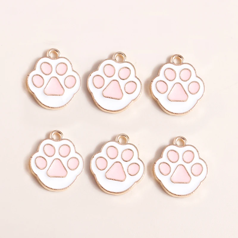 Leslie 10 Stück Kawaii Cartoon rosa Pfote Hundepfote Anhänger Charms für handgemachte DIY Ohrringe Armbänder Schmuckherstellung Zubehör – Detail 9