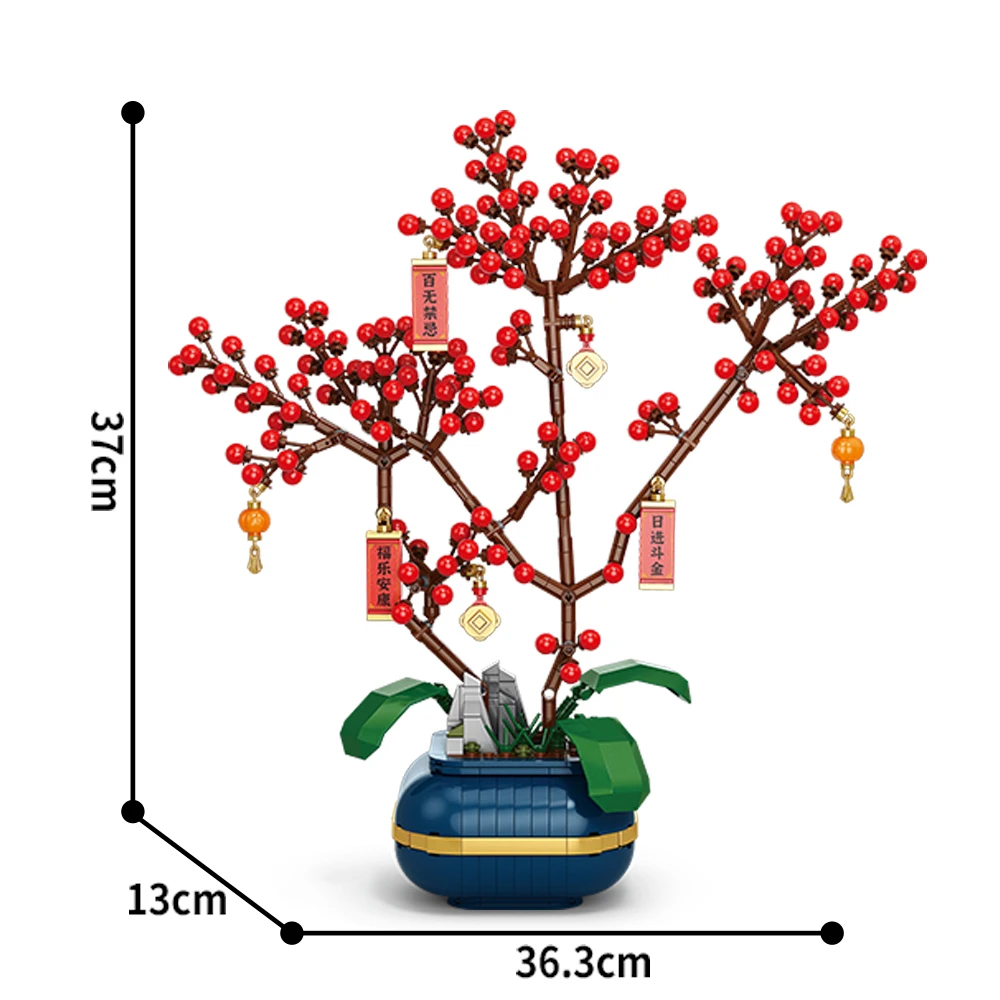 Stad Creativiteit Bloemboeket Pruimenbloesem Bonsai Potplant Bouwstenen Model Woondecoratie Speelgoed Voor Kinderen Cadeau ﻿