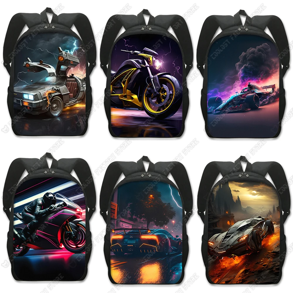 

Racing Car / Motorcycle Backpack Women Men Rucksack Punk Motorbike Travel Bag Children School Bags Teenager Daypack Laptop Bag