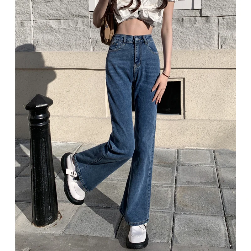 

Джинсы-колокольчики с высокой талией, женские эластичные утягивающие брюки, уникальные широкие расклешенные джинсовые брюки больших размеров