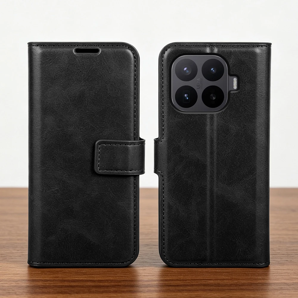Luxury Calf Grain Leather Flip Cover Case for Xiaomi 15T 17T Pro 17 15 Ultra 14T 13T 12s Pro 12x 15s Note 10 11 Lite Phone Cases