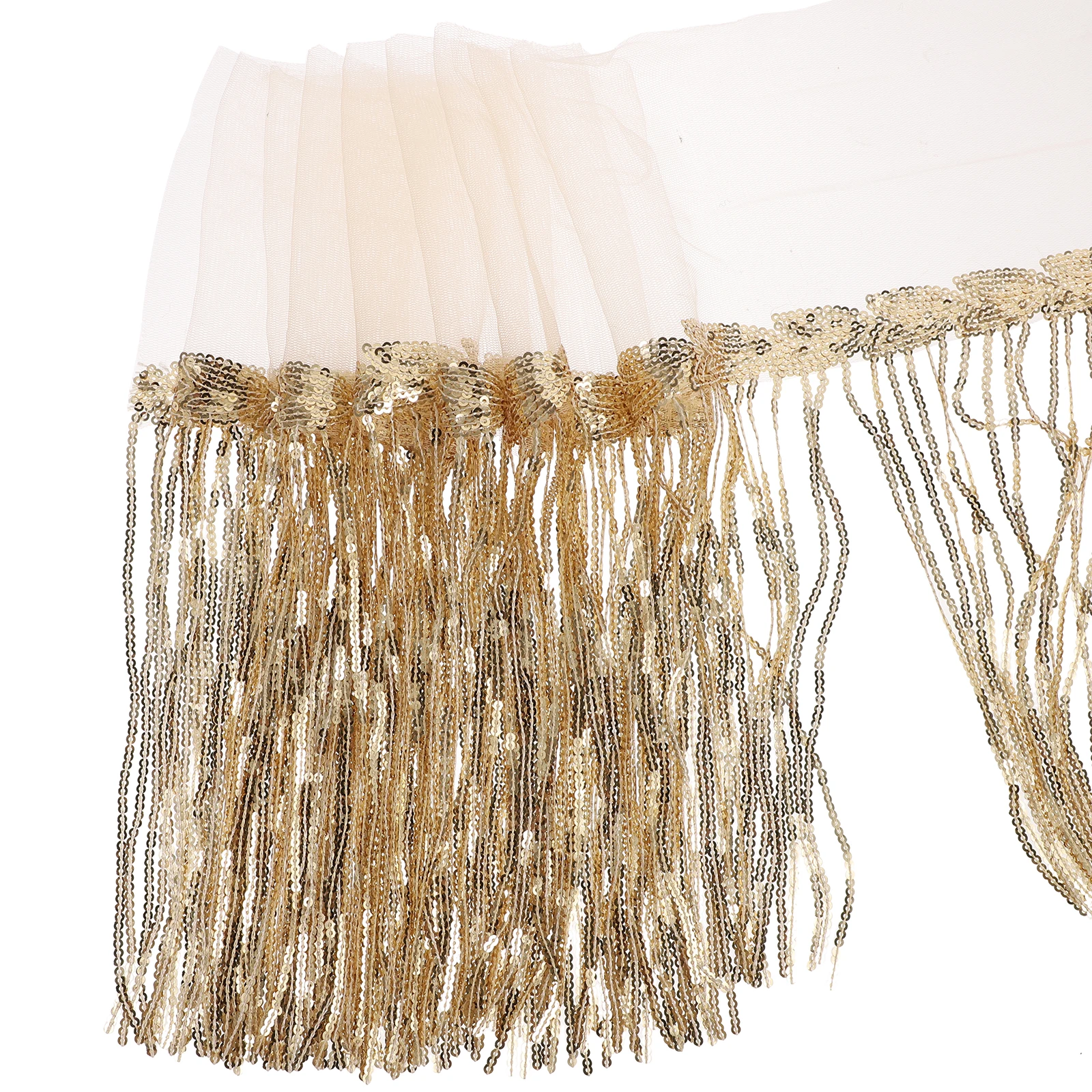 

Tassel Lace Accessories Beige Hip Scarf Belly Sequin Women Waist Professional Glitter Retro Costumes Performance