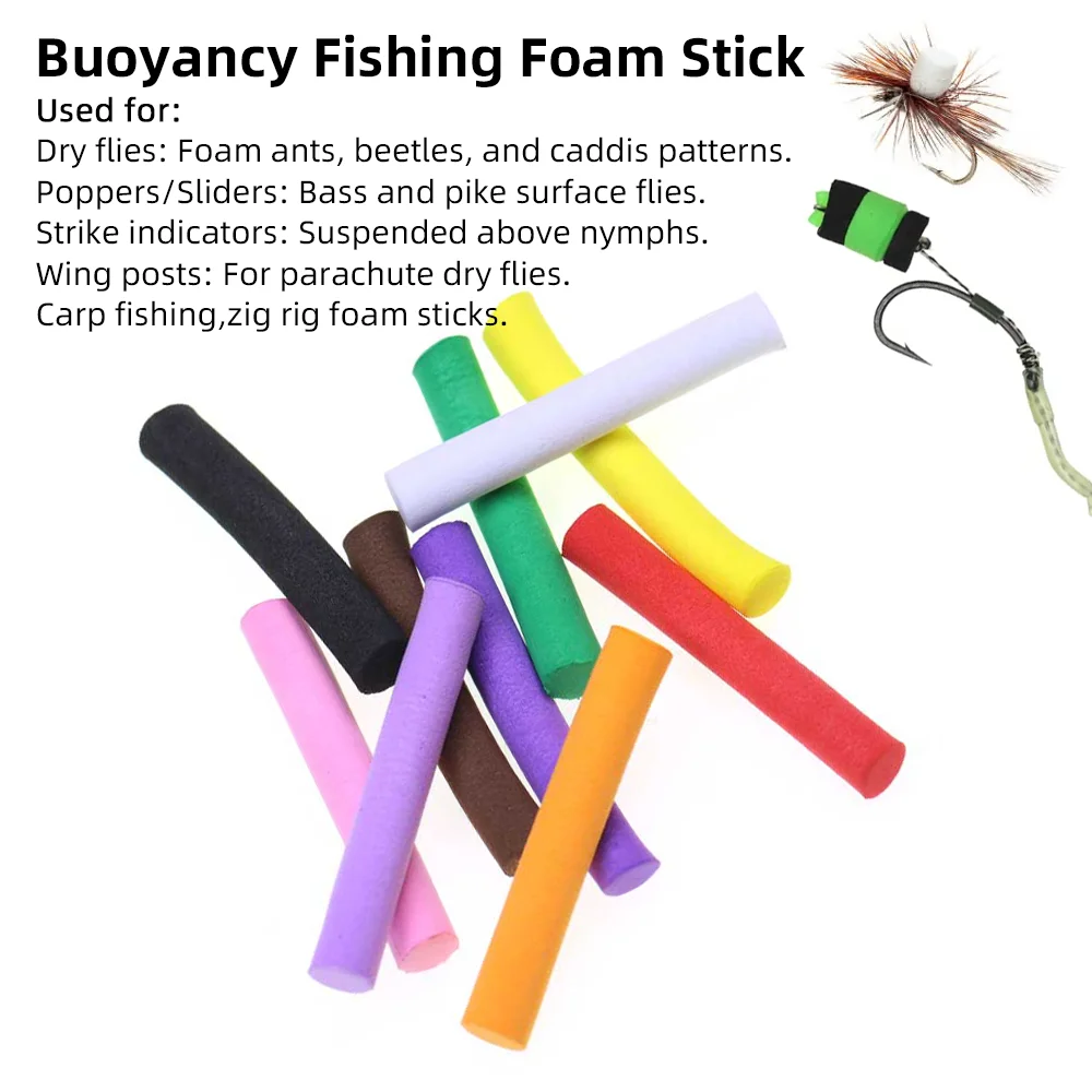 Wifreo 12PCS/2bags 3mm 5mm 8mm Carp Fishing Pop Up Foam Zig Rig Foam Sticks Hair Rig Floating Carp Fishing Bait Terminal Tackle view 2