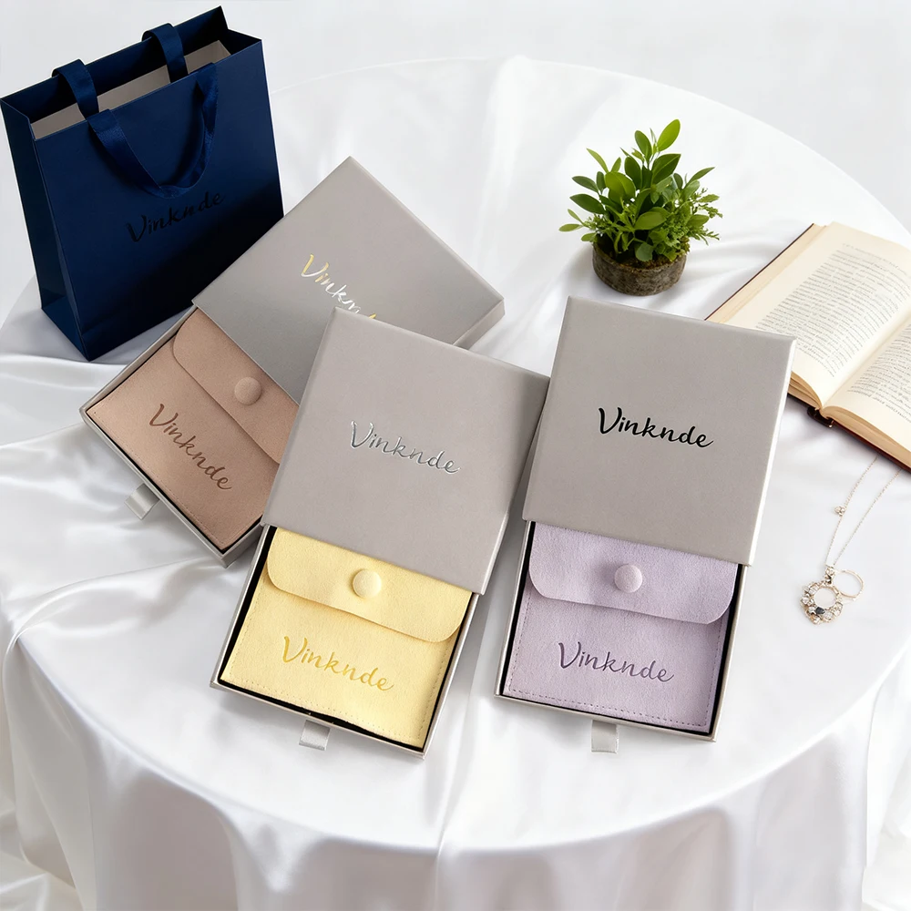 شعار التخصيص المطبوع صناديق المجوهرات المصنوعة من الورق المقوى المنزلق الجميلة مع حقيبة زر ستوكات صندوق رسم المجوهرات للأقراط #1