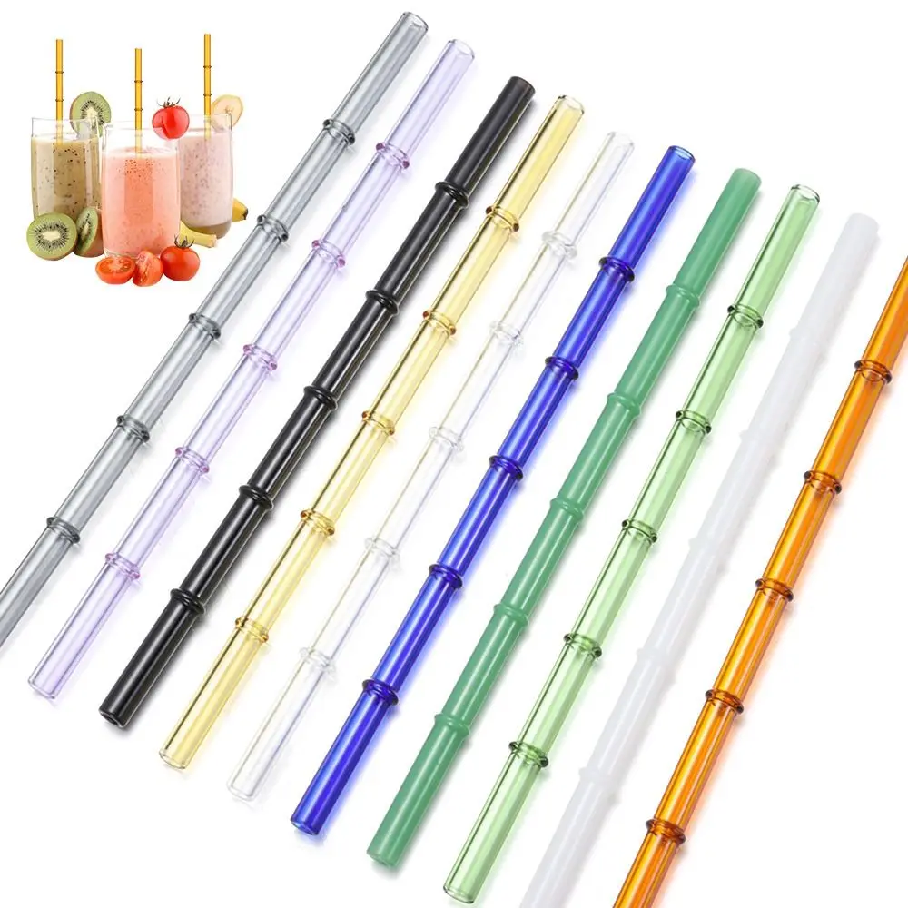 Reusable Glass Straws Clear Drinking Straws High-temperature Straight Straws Juice Milk Drinking for Bar Accessories